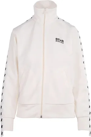 Golden Goose Sweathshirts & Hoodies, Dame, Hvid, M, Uld, Hvid Zippet Spor Jakke Kvinder