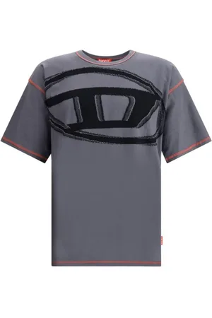 Diesel Top, Herre, Grå, M, Bomuld, Moderne T-doxt T-shirt med Oval D