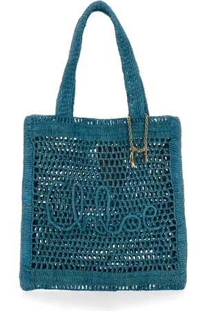 Chloé Taske, Dame, Blå, ONE SIZE, Blå Summer Banana Tote Taske med Logo Broderi og Charme