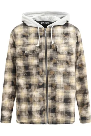 Palm Angels Jakke, Herre, Flerfarvet, S, Bomuld, Quilted Check Cotton Jacket med Hætte