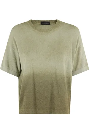 Roberto Collina Top, Dame, Grøn, M, Bomuld, Grøn Solariseret Crew Neck T-shirt