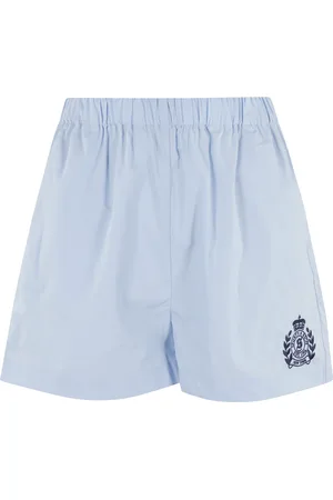Sporty & Rich Shorts, Dame, Blå, M, Bomuld, Hortensia Poplin Shorts med Elastik Talje