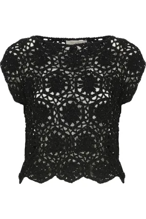ANTONELLI Strik, Dame, Sort, M, Bomuld, Sort Linen Bomuld Sweater med Pailletter