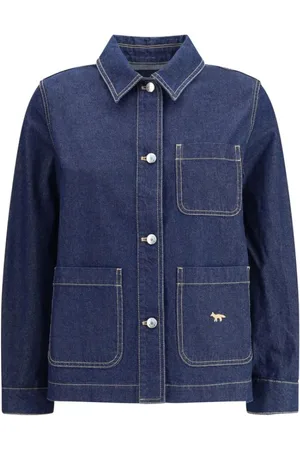 Maison Kitsuné Jakke, Dame, Blå, S, Denim, Arbejdstøj Denim Jakke