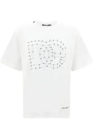 Dolce & Gabbana Top, Herre, Hvid, L, Bomuld, T-shirt med ikonisk logo