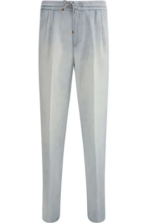 Brunello Cucinelli Jeans, Herre, Blå, S, Bomuld, Elastisk Talje Jeans med Lommer