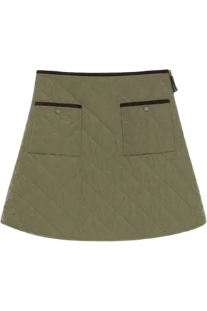 Max Mara Nederdel, Dame, Grøn, S, Uld, Grøn Quiltet Mininederdel med Lommer