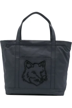 Maison Kitsuné Taske, Herre, Blå, ONE SIZE, Bomuld, Blå rævehoved tote taske