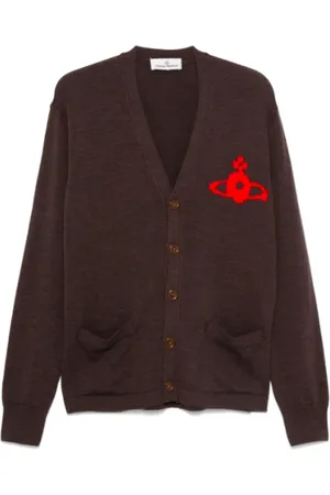 Vivienne Westwood Strik, Herre, Brun, L, Uld, Brun Cardigan Sweater Stilfuld Mode