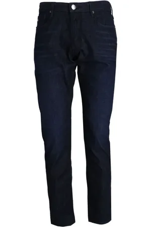 Emporio Armani Jeans, Herre, Blå, W30, Denim, Mørke denim jeans med metallogo