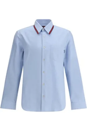 Gucci Skjorte, Herre, Blå, 3XL, Uld, Blå Skræddersyet Skjorte Stilfuldt Design