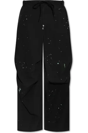 Maison Margiela Bukser, Dame, Sort, XS, Bomuld, Maling plet effekt bukser