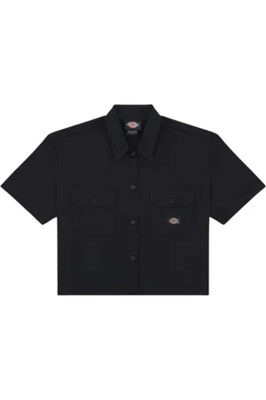 Dickies Bluser & Skjorter, Dame, Sort, L, Bomuld, Kort arbejdsskjorte