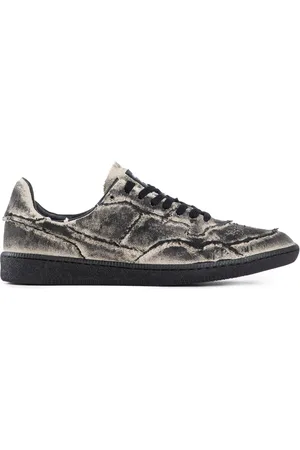 Hidnander Sko, Herre, Sort, 42 EU, Bomuld, Canvas Sneakers med Distressed Detaljer