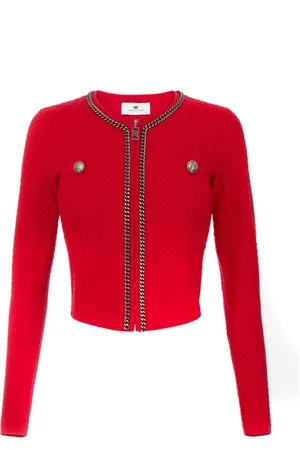Elisabetta Franchi Strik, Dame, Rød, M, Uld, Stilfulde Sweaters til et elegant look