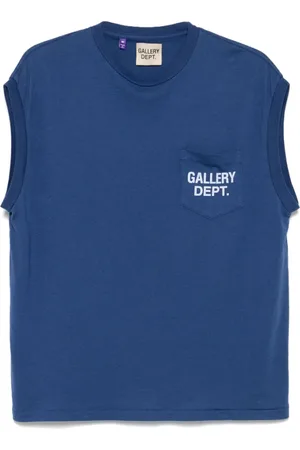 GALLERY DEPT. Top, Herre, Blå, 2XL, Navy Logo Print Sleeveless T-shirt