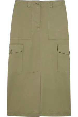 Max Mara Nederdel, Dame, Grøn, XS, Bomuld, Grøn Maxi Nederdel med Lommer