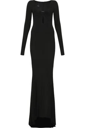 Pinko Kjole, Dame, Sort, M, Nylon, Metal Pierced Viscose Kjole med Tog