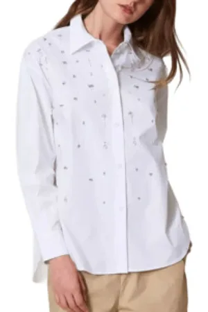 Twin-Set Bluser & Skjorter, Dame, Hvid, S, Uld, Hvid Skjorte Actitude Ss25