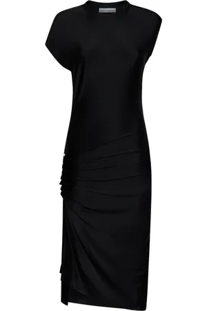 Paco rabanne Kjole, Dame, Sort, S, Sort draperet midi kjole