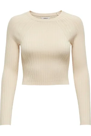 ONLY Strik, Dame, , M, Uld, Rib Crop Strik Sweater