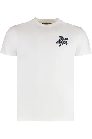 Vilebrequin Top, Herre, Hvid, L, Bomuld, Ribbet krave bomuld rund hals T-shirt