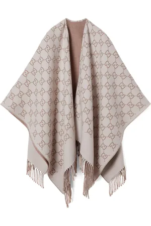 Gucci Jakke, Herre, Hvid, ONE SIZE, Uld, Hvid Poncho Jakke Stilfuld Alsidig Stykke