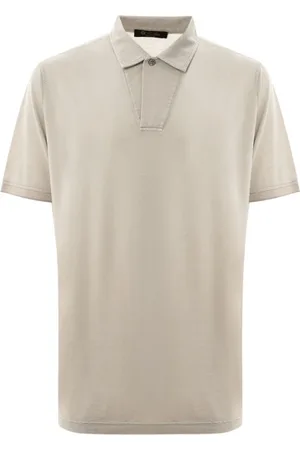 Loro Piana Top, Herre, Grå, 2XL, Bomuld, Grå Bomuldspolo Skjorte Kort Ærme