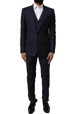 Dolce & Gabbana Jakkesæt, Herre, Sort, XS, Uld, Sort Martini Uld 3-Delt Dragt