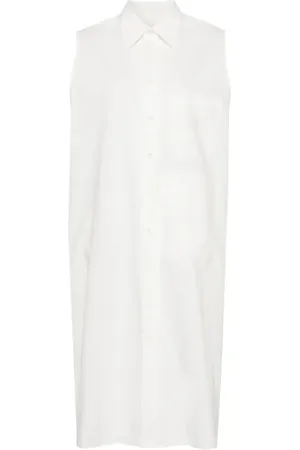 Maison Margiela Kjole, Dame, Hvid, S, Bomuld, Hvid Bomuldspoplin Maxikjole