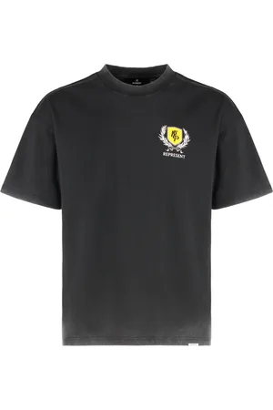 Represent Top, Herre, Sort, M, Bomuld, Ribbet Bomuld Crew-neck T-shirt