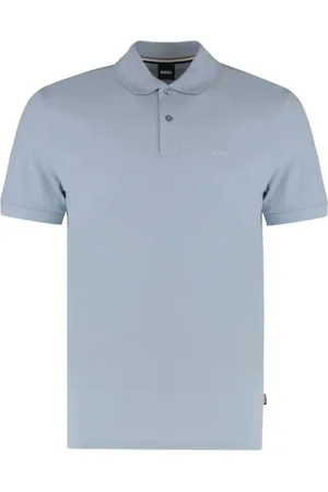 HUGO BOSS Top, Herre, Blå, 2XL, Pastelblå broderet logo polo shirt