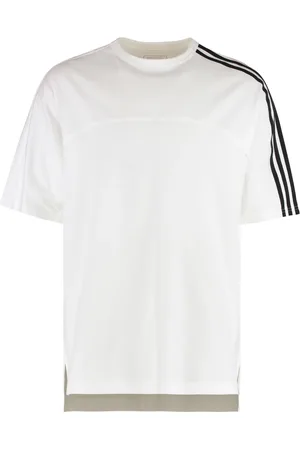 Y-3 Top, Herre, Hvid, L, Bomuld, Bomuld Crew-Neck T-Shirt med Side Slids