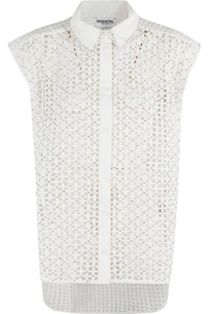 Essentiel Antwerp Bluser & Skjorter, Dame, Hvid, XS, Hvid Sequin Mesh Harness Skjorte