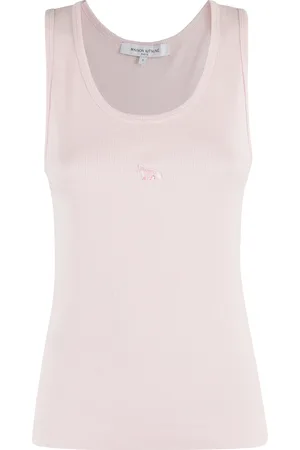 Maison Kitsuné Top, Dame, Lyserød, S, Bomuld, Ribbet Tank Top Baby Fox