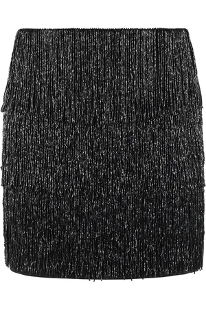 Isabelle Blanche Nederdel, Dame, Sort, M, Polyester, Sort perle frynse nederdel