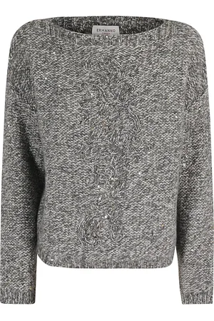 ERMANNO SCERVINO Strik, Dame, Grå, S, Uld, Stilfuld Striktop
