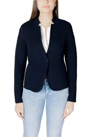 Street one Jakke, Dame, Blå, XS, Bomuld, Alsindig Bomuldsblanding Jaquard Blazer