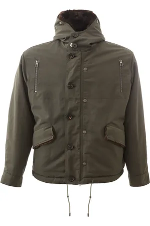 LARDINI Jakke, Herre, Grøn, 3XL, Bomuld, Grøn Parka med Aftagelig Eco Pels