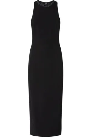 Pinko Kjole, Dame, Sort, 2XS, Polyester, Teknisk Kjole med Strass Pynt