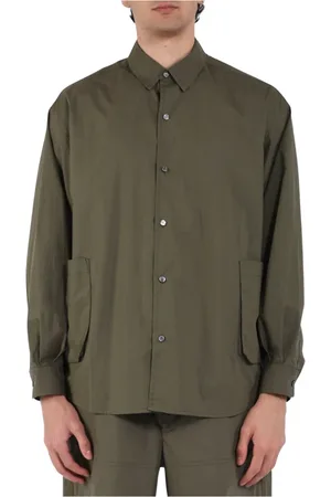 Roberto Collina Skjorte, Herre, Grøn, S, Bomuld, Bomuld Oversized Skjorte med Lommer