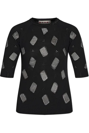 Marni Strik, Dame, Sort, 2XS, Uld, Trøje med korte ærmer