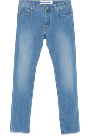 Jacob Cohen Jeans, Herre, Blå, W31, Blå Jeans med Broderet Logo