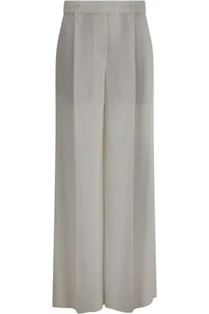 Brunello Cucinelli Bukser, Dame, Grå, S, Elegant Wide Leg Bukser