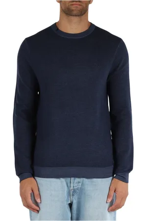 sun68 Strik, Herre, Blå, 3XL, Uld, Merinould Broderet Logo Sweater