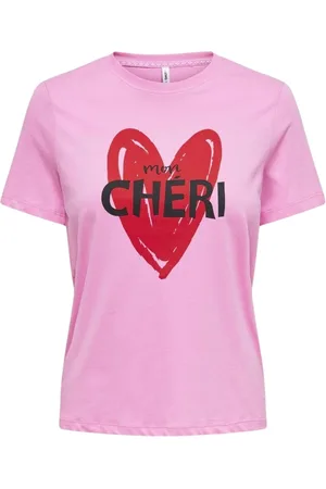 ONLY Top, Dame, Lyserød, S, Bomuld, Valentine Life Topbox Tee