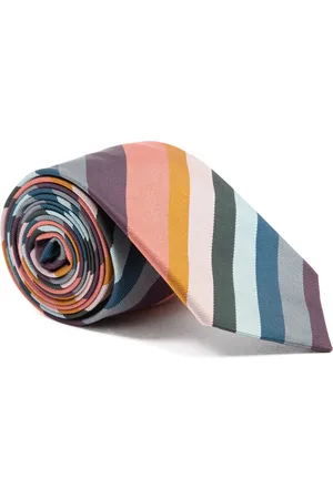 Paul Smith Tilbehør, Herre, Flerfarvet, ONE SIZE, Stribet silkeslips med prikket foring