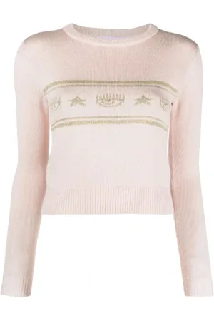 Chiara Ferragni Strik, Dame, Lyserød, M, Uld, Stilfulde Sweaters til et Chic Look