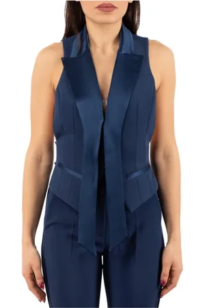 Elisabetta Franchi Jakke, Dame, Blå, XS, Elegant Ærmeløs Vest