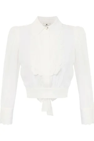 Elisabetta Franchi Bluser & Skjorter, Dame, Hvid, S, Hvid Button-Up Skjorte med Slips